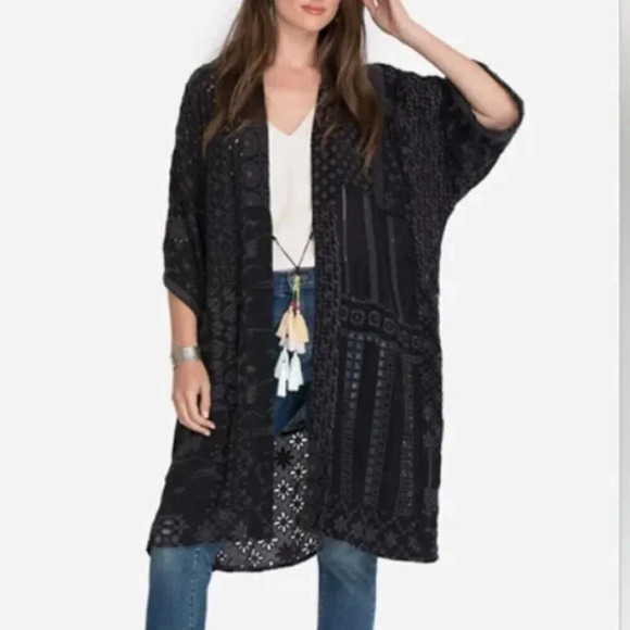 NWT Johnny Was Sanded Black Blysse Patchwork Kimono Woman Sz M Medium MSRP $445 - Picture 3 of 13
